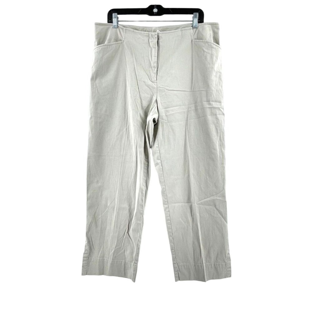 Ruby Rd Women's Plus Beige Cropped Crop Stretch Khaki Pants Size 16